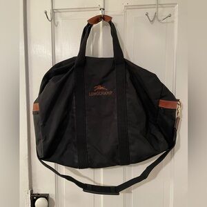 Antique Vintage Longchamp French Large Boston bag Travel Duffle Shoulder Luggage